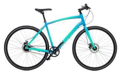 New blue bicycle isolated on a white