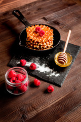 cooking holiday breakfast with wafer on wooden background