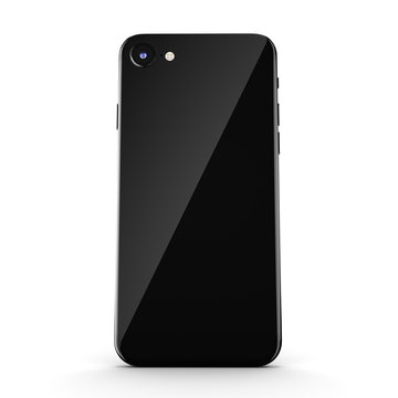 3D rendering black glossy smart phone with black screen