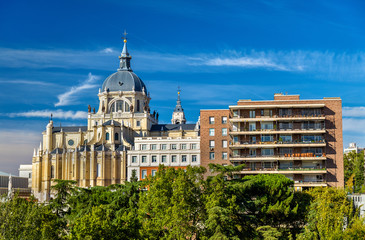 Obraz premium View of the Almudena Cathedral in Madrid, Spain