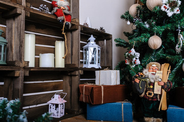 room decorated for Christmas vintage stile