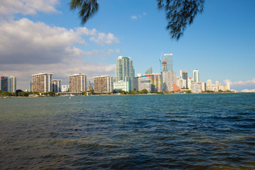Plakat Downtown of Miami skyline. Florida. Brickell. Key Biscayne.
