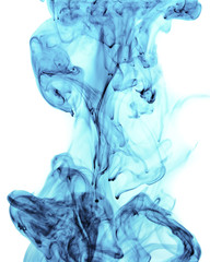 blue jetstream ink in water on a white background