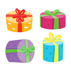 Christmas or birthday presents collection. Vector illustration o