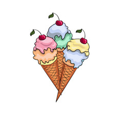ice cream cherry cones