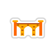 Vector illustration in paper sticker style Brick bridge