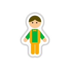 Vector illustration in paper sticker style little boy