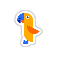 Vector illustration in paper sticker style parrot