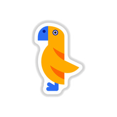 Vector illustration in paper sticker style parrot