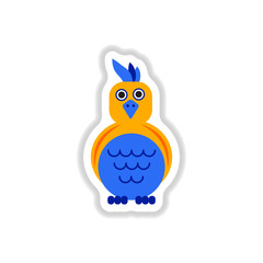 Vector illustration in paper sticker style parrot Cockatoo