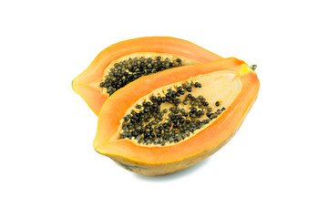 Papaya fruits isolated on white background