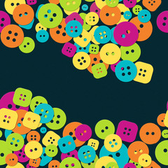 Multicolored cloth buttons on dark background
