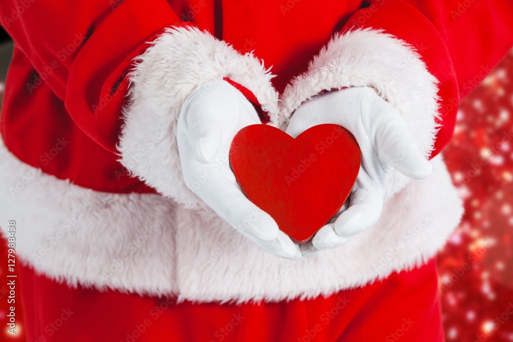 Poster composite image of santa claus showing red heart shape
