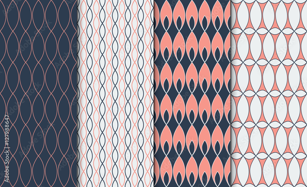 Poster collection of simple geometric pattern textures. set of 4 backgrounds. seamless repeating retro styl