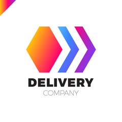 Delivery Box Arrow Logo. Colorful cube