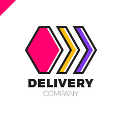 Delivery Box Arrow Logo. Colorful cube