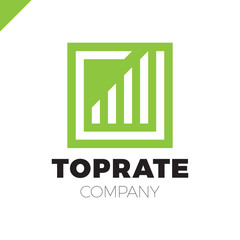 Top Graph logo. Business analytics chart symbol. Square rate logotype