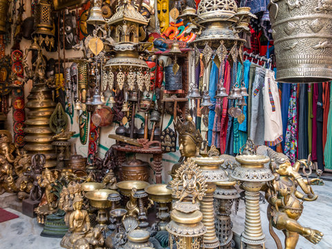 Nepali Souvenir Shop Specializing in Metal