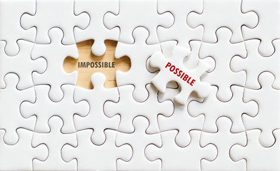 Possible and impossible words on jigsaw puzzle background - obrazy, fototapety, plakaty