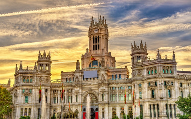 The Cybele Palace, formerly the Palace of Communication in Madrid, Spain. Currently the seat of the City Council.