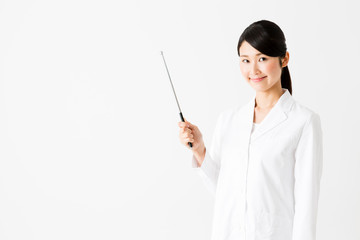 portrait of young asian doctor showing isolated on white background