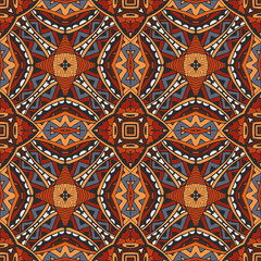 Abstract mosaic  vintage ethnic seamless pattern 