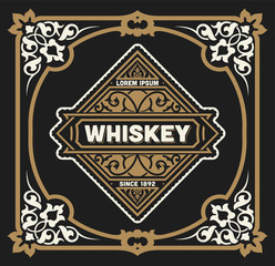 Retro logo for Whiskey or other products with Floral Frame