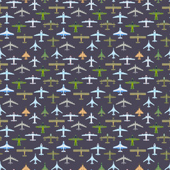 Airplane top view vector illustration.