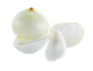 Obraz na płótnie Canvas onion slices on white background