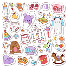 Baby stickers badge vector.
