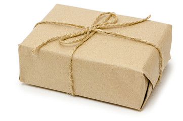 gift wrapping from Kraft paper wrapped with twine