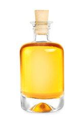 Bottle with essential oil isolated on white