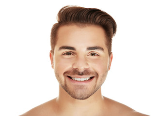 Obraz premium Portret młodego mężczyzny przystojny na białym tle