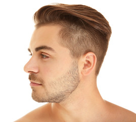 Obraz premium Portrait of young handsome man on white background