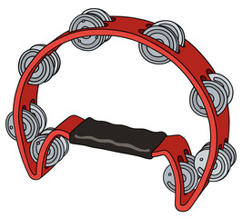 Hand drawing of a red tambourine