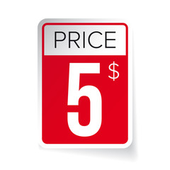 Fototapeta premium Price Tag vector sticker - Five usd