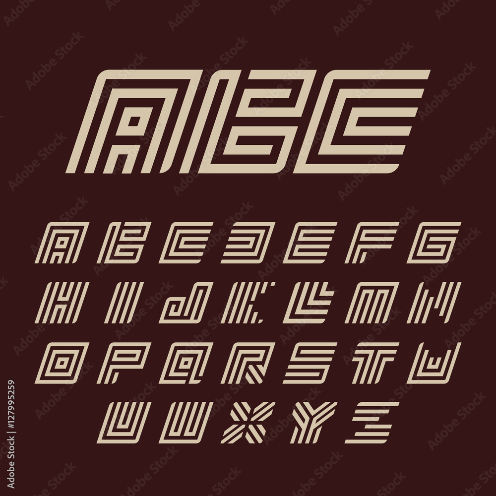 Poster geometric white color alphabet letters set. monogram symbols collection on the dark background. unus