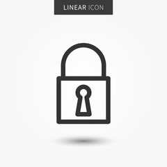Lock icon vector illustration. Isolated padlock symbol. Security line concept. Protection graphic design. Padlock outline symbol for app.