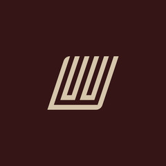 Isolated geometric white color alphabet letter w. Monogram symbol on the dark background. Unusual typography element. Vector illustration.