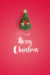 merry christmas and chirstmas tree on color background