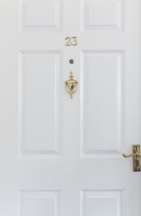 Retro white closed wooden entrance door 23