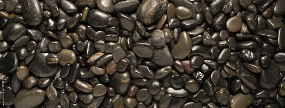 Wall mural black river stones