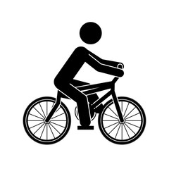 Pictogram and bike icon. Sport hobby people person and human theme. Isolated design. Vector illustration