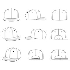SNAPBACK CAP fashion flat technical drawing template
