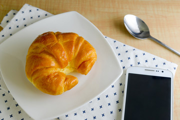 croissants on a wooden background