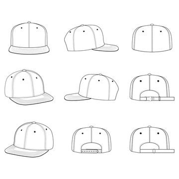 SNAPBACK CAP fashion flat technical drawing template