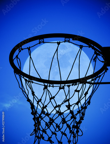 Download "full moon in Basketball hoop at blue sky" Stock photo and ...