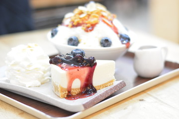 milk cake with blueberry