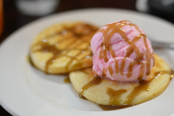 Pancake with ice cream