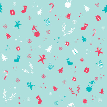 Christmas seamless pattern background with red green and white colors.